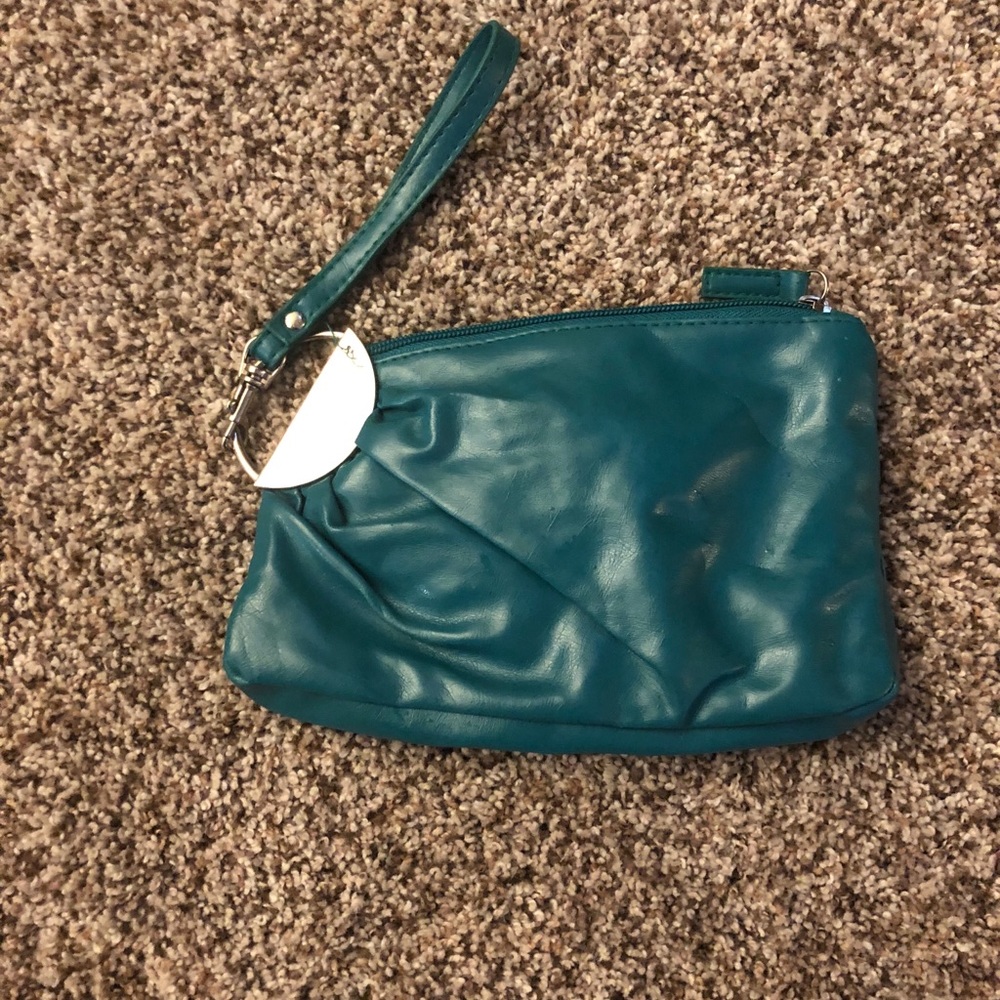 Teal clutch with wristband